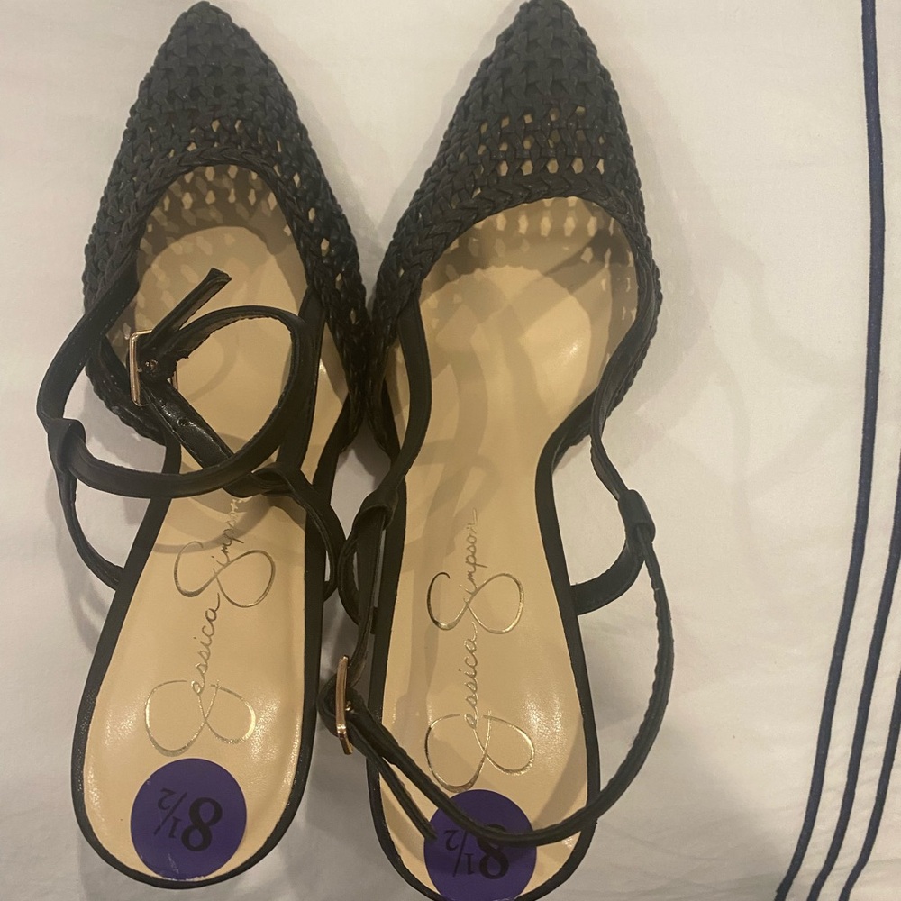 Jessica Simpson Black Woven Block Heels